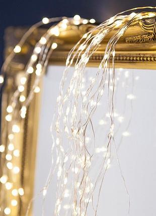 Гирлянда на солнечной батарее на 200 лампочек конский хвост 14046 10 шт х 2 м белая