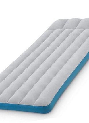 ☛☇надувной матрас intex кемпинговый тканевый 189х72х20 см серо-голубой спальный матрас для отдыха ve-33