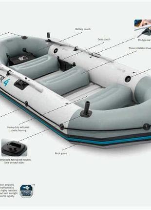 Intex човен 68376 np mariner 4 чотиримісний надійний надувний водний транспорт 328x145x48 см