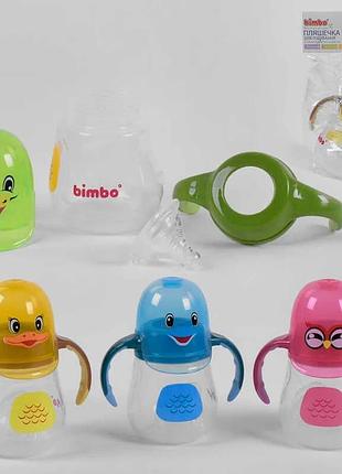 Бутылочка для кормления bimbo 86055 (72) с силиконовой соской, 210 мл, пластик, 4 варианта цветов