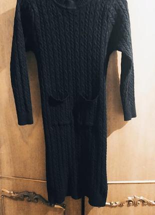 Сукня в'язана з карманами m-l чорна