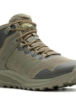 Черевики чоловічі merrell nova 3 tactical mid wp man для військових, туризму та походів 42, темно-оливковий