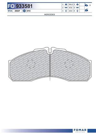 Колодки тормозные дисковые передн mb sprinter 5-t платформа/шасі (b905) 2.7 2001.04-2006.05 fo 933581