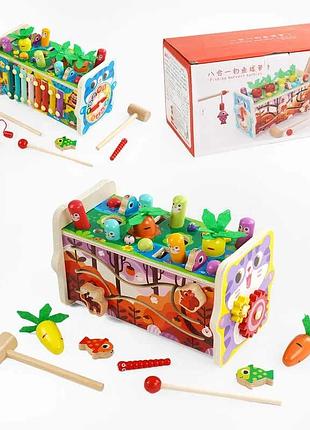 Логическая игра c 65771 (24) с 5 интерактивными панелями, ксилофон, движущиеся детали, циферблат, в коробке