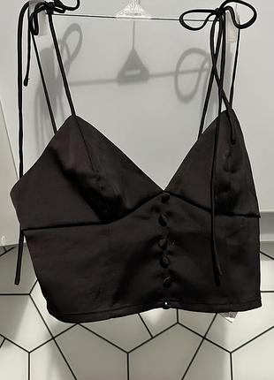 Шовковий кроп топ, топ на завʼязках, вишуканий шовковий топ