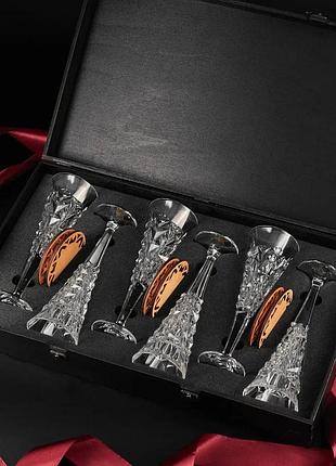 Набор 6 бокалов bohemia glacier 200 мл для шампанского и костер