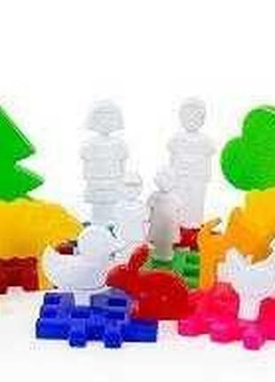 Гр набор «ферма №3» 115/17 (8) «bamsic» – 39 деталей с фигурками животных и людей в ведре