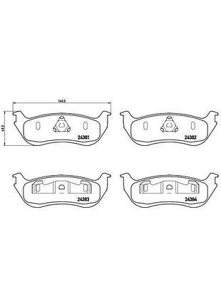 Колодки тормозные дисковые (комплект 4 шт) задн ford usa explorer (u2, u_) 4.0 1994.09-2003.04 bm p24068