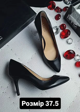 Inc international concepts оригінал чорні шкіряні туфлі човники на невисокій шпильці