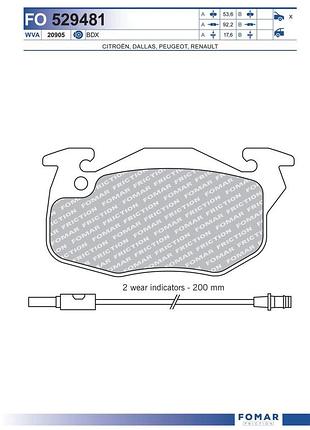 Колодки тормозные дисковые передн renault 19 i (b/c53_) 1.4 1988.01-1994.09 fo 529481