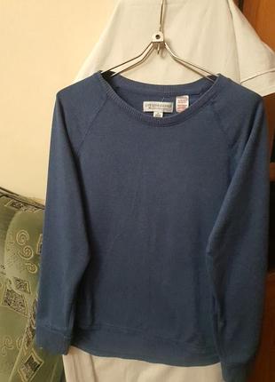 Джемпер трикотажный тёмно голубого цвета рукав- реглан( осень удобно), спинка 68см на 7см длиннее переда, очень элегантно,56см пог