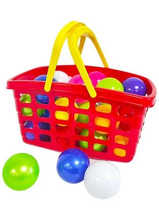 Гр корзина с ручкой и цветными шариками 010/8 (10) bamsic – развивающая игрушка для малышей