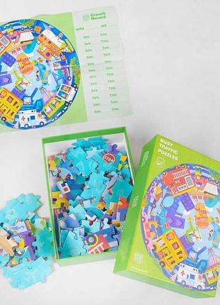 Пазлы с 48158 (32) «транспорт» из 108 деталей, круглой формы, с постером в коробке