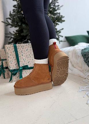 Ugg neumel platform zip slipper chestnut