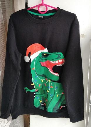 Tu реглан свитшот 11 лет 146 см новогодний динозавр