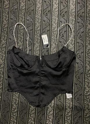 Топ корсет сатиновий з сяючими бретелями розмір хс