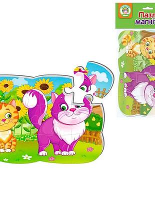 Пазли магнітні а5 «котики» vt3205-73 (50) від vladi toys – розвиваюча гра для дітей