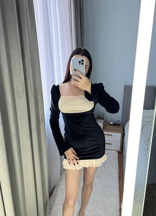 Сукня вечірня велюр та атлас