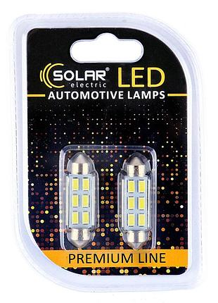 ☛☇led автолампа solar 12v sv8.5 t11x41 6smd белая для освещения салона автомобиля светодиодные лампы 2шт ve-33