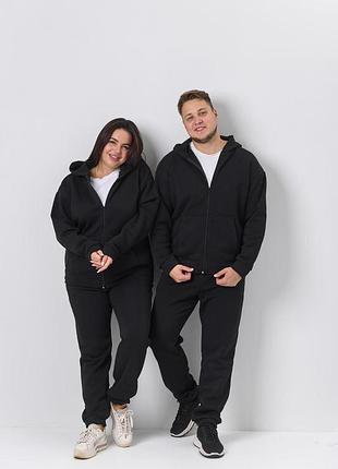 Костюм на флисе - унисекс plus size - черный