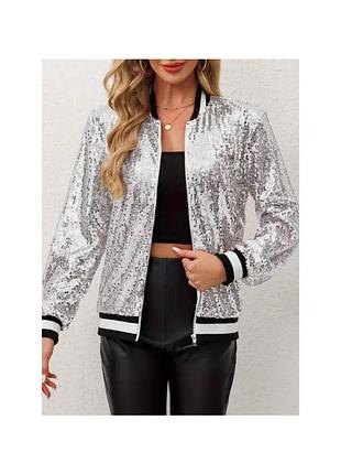 Стильный модный актуальный бомбер в пайетку