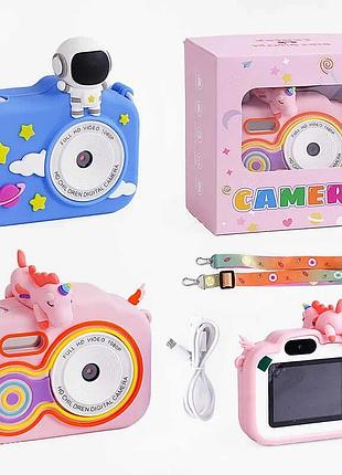 Фотоаппарат с 65317 (50) с фронтальной камерой, звуком, фото и видео, 3 играми, разъёмом для sd карты,