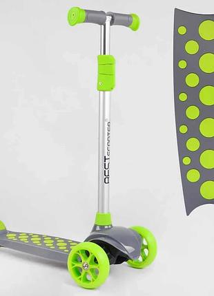 Трёхколёсный самокат lk-70111 best scooter с led-подсветкой дек, колёс и дисков, съемным рулём, передние