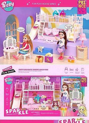 Коллекционная кукла 7028 (16) 14 см с мебелью и любимцем