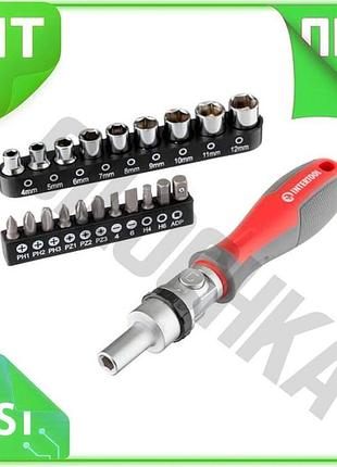 Ve отвертка реверсивная intertool с new version набором бит и головок для монтажа и демонтажа резьбовы n6w_ver