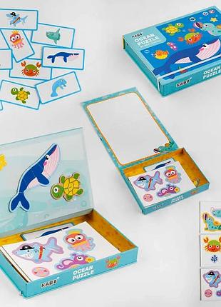 Пазли магнітні с 47879 (24) «морські мешканці», 10 навчальних карток, у коробці