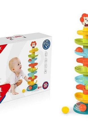 Гра з кульками he 0292 (12) – 6 м'ячиків з гримлячими елементами та прорізувачем у коробці