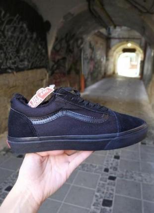 Vans old skool fur winter black кеди ванс зимові з хутром2 фото