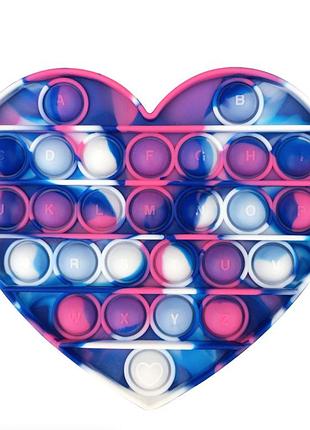 Антистрес іграшка pop it сині серце пупирка 5083