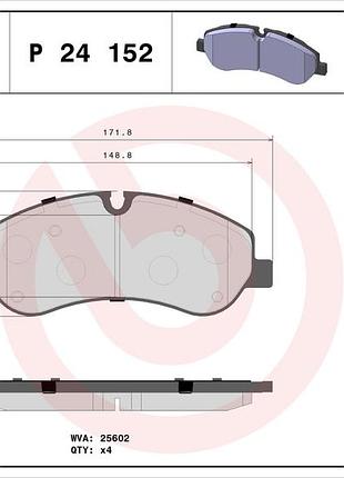 Колодки гальмівні дискові (комплект 4 шт) передн ford transit v363 платформа/шасі (fed, ffd) 2.2 2013.08- bm p