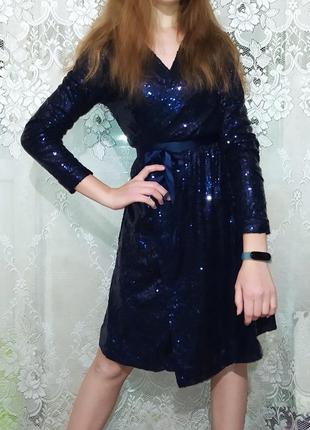 Платье вечернее темно-синее7 фото