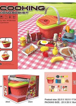 Детский комплект продуктов 20 v 05 (32/2) 27 деталей с корзиной и наклейками в коробке