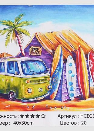 Картина за номерами hceg 30591 «серфінг» від tk group, 40x30 см, набір для живопису в коробці