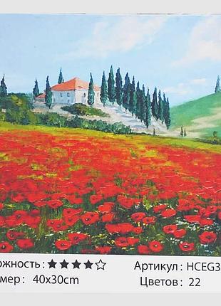 Картина по номерам hceg 30796 «маковое поле» от tk group, 40х30 см, художественный набор в коробке