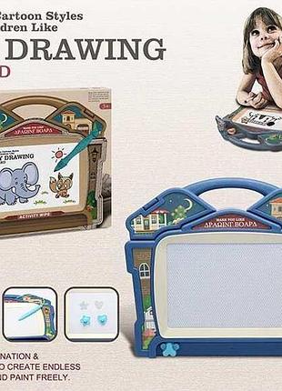 Магнитная доска для рисования cj 6011 e-1 (72/2) со штампами в коробке