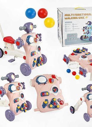 Развивающий универсальный детский транспорт мт-8 (6) с родительской ручкой и столиком