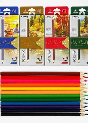 Карандаши c 61980 (240) 4 вида, 12 цветов, упаковка из 12 штук, микс видов