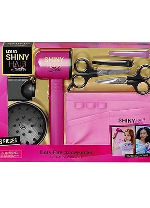Детский комплект стилиста 626008 (24) с феном, двумя насадками, ножницами, аксессуарами и накладным карманом в