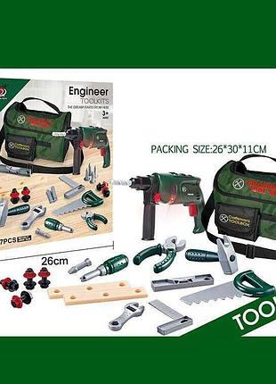 Игровой комплект g 238 (20/2) из 27 элементов с подсветкой и электроинструментом, в кейсе