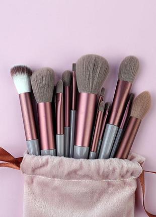 Набор кистей для макияжа 6420 14 предметов коричневый