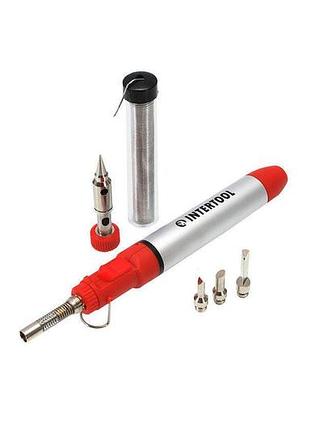 Ve микрогорелка intertool 12 мл new version газовая паяльник для пайки и резки с набором насадок и чем n6w_ver 7