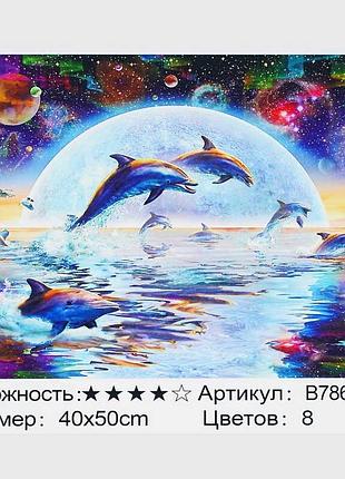 Картина по номерам и алмазная мозаика b 78649 (30) "tk group", 40x50 см, «дельфины», в коробке