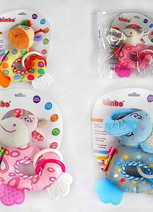 Гр брязкальце c 54420 (417) "bimbo" з пискавкою, прорізувачами та шелесткими елементами, 3 види, в пакеті, мікс видів