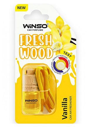 Ve ароматизатор winso fresh wood vanilla updated form для автомобіля освіжувач повітря у блістері з при upd_fo3