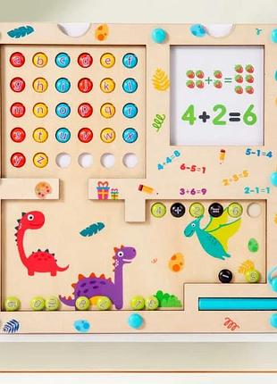 Деревянный обучающий набор c 71016 (60) с 20 карточками, английским алфавитом, цифрами и магнитным стилусом, в