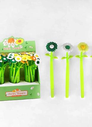 Ручка c 60784 (30/3) цена за 48 в блоке, цветочный дизайн, синий гель